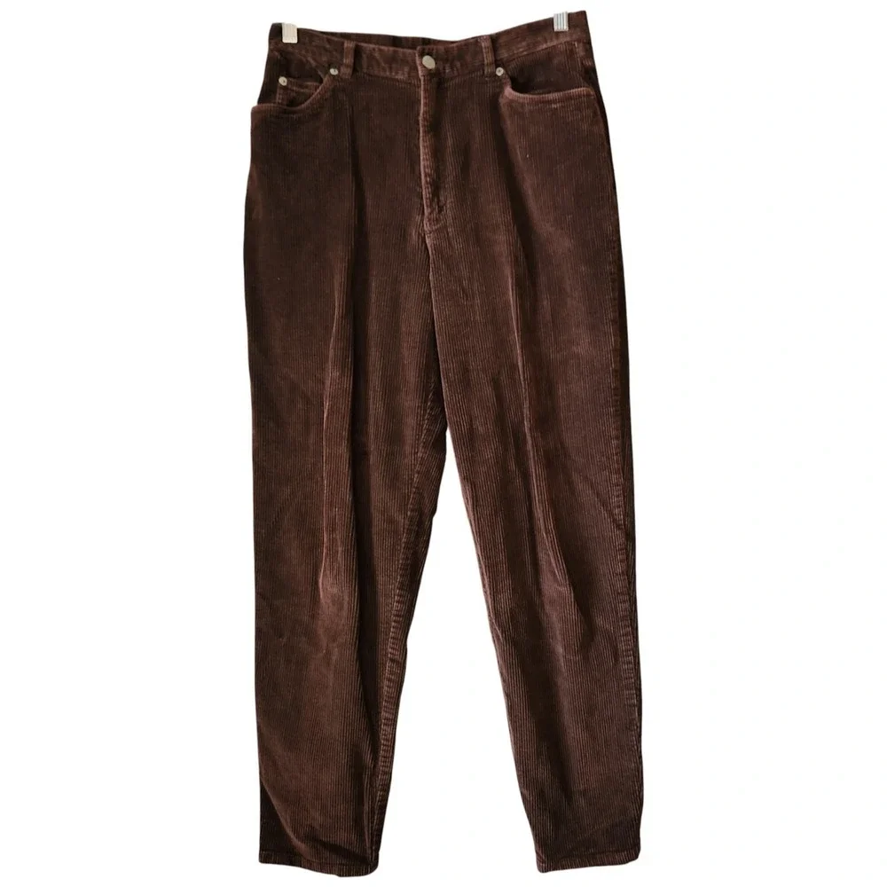 VTG Lauren Ralph Lauren‎ Corduroy Pants Womens 12 Brown Wide Wale Straight Leg